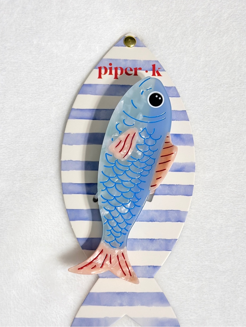 Piper K Blue Fish with Pink Accents Hair Clip
